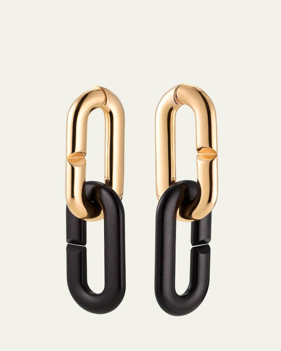 Mon Jeu Maxi 18K Rose Gold and Ebony Link Earrings